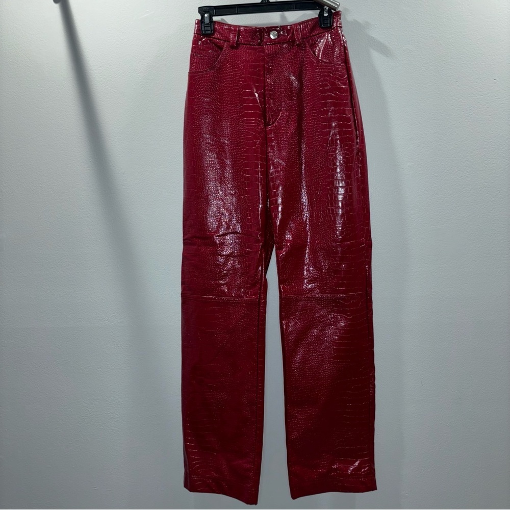 Mistress Rocks “Unconditional” Red Vegan Leather Python Pants | Size S - Picture 7 of 15